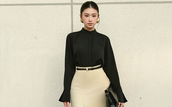 Làm mới tủ đồ công sở với quần ống rộng, váy dài và giày cao gót