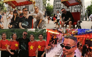 Siêu sao tỉ view J Balvin ngồi xích lô, dạo hồ Gươm, 'check-in' cờ đỏ sao vàng