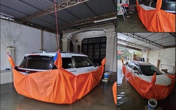 Muôn kiểu bảo vệ ô tô độc lạ của người Việt mùa mưa bão