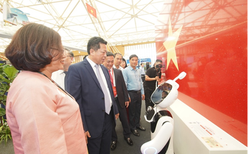 Lá cờ Tổ quốc bằng đá lớn nhất Việt Nam tại Triển lãm Thành tựu Đất nước