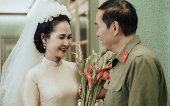 Vợ chồng nghệ sĩ Lan Hương, Đỗ Kỷ 'gây sốt' khi tái hiện ảnh cưới xưa