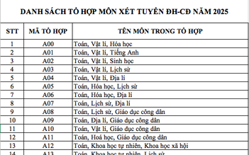 Danh sách 344 mã tổ hợp môn xét tuyển đại học, cao đẳng năm 2025