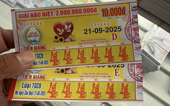 Hiếm gặp: Hai vé số dãy 444444 trúng xổ số miền Nam đài Tiền Giang