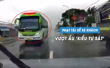 CSGT xử phạt tài xế lái xe khách vượt ẩu, 'cướp đường' trên quốc lộ 20