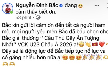 Đình Bắc lại gây bão mạng khi được AFC vinh danh đặc biệt, Nhật Minh ‘còm’ rất vui