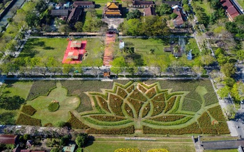 Ngắm đóa sen khổng lồ kết từ 50.000 chậu hoa khoe sắc bên kinh thành Huế