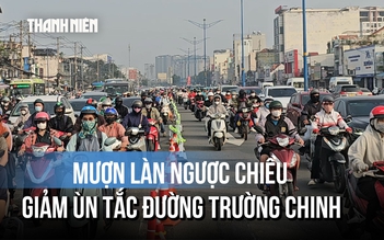 Mượn làn ngược chiều để giảm ùn tắc đường Trường Chinh qua khu rào chắn