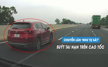 Ô tô con suýt gặp nạn trên cao tốc vì xe khác chuyển làn ẩu