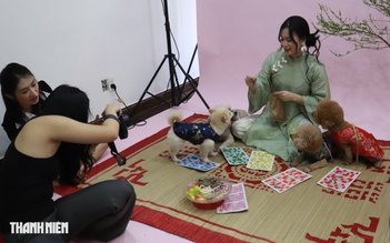 Thú cưng lên đồ chụp ảnh tết, chủ chi tiền triệu vẫn vui