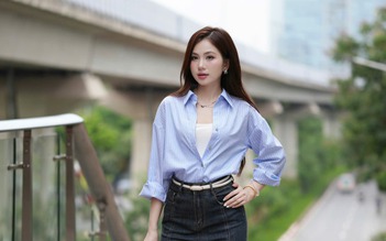 Phong cách trang nhã với áo sơ mi xanh pastel