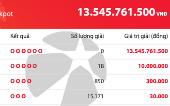Có 16.093 người trúng Vietlott tối 1.3, tiền cộng dồn tăng 13,5 tỉ đồng