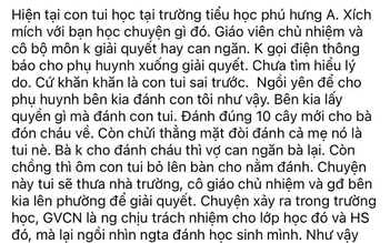 Dừng đứng lớp đối với 2 giáo viên chứng kiến phụ huynh vào trường đánh học sinh