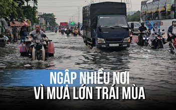 Mưa lớn trái mùa gây ngập nặng, nhiều xe chết máy trên đường ở TP.HCM