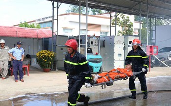 PC Quảng Ngãi thực tập phương án cứu nạn, cứu hộ tại kho vật tư