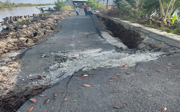 Đường mới nâng cấp tại Cà Mau bất ngờ sụt lún, gây chia cắt giao thông