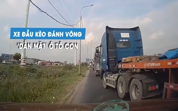 Phẫn nộ xe đầu kéo cố tình tạt đầu, ép ô tô con vào lề đường