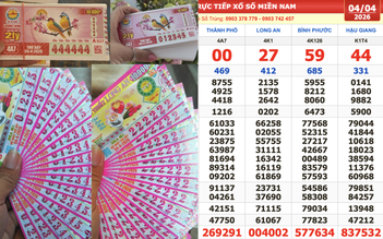 Xổ số miền Nam ngày 4 tháng 4: Đài Hậu Giang có 2 dãy số trúng 2 giải