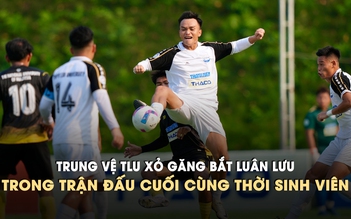 Trung vệ Trường ĐH Thủy lợi xỏ găng bắt luân lưu trong trận đấu cuối cùng thời sinh viên