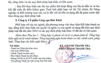Cảng cạn IDC Đức Khải ‘treo’ 15 năm, thanh tra phát hiện nhiều sai phạm
