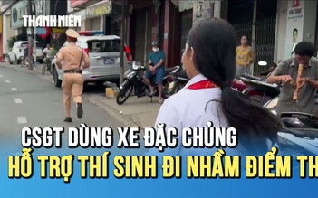CSGT thành phố Đồng Nai dùng xe đặc chủng hỗ trợ thí sinh thi lớp 10 đi nhầm điểm thi