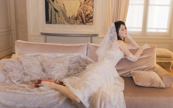 Hề Mộng Dao diện váy cưới của thương hiệu Việt