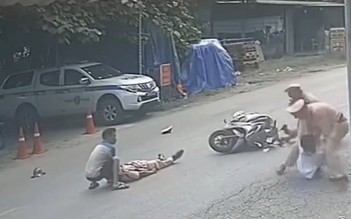 Trung tá CSGT bị tài xế không đội mũ bảo hiểm tông trúng