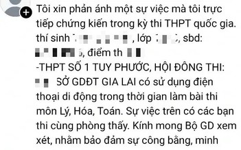 Thí sinh ở Gia Lai bị tố gian lận thi tốt nghiệp THPT, nhà trường nói gì?