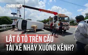 Hy hữu: Lật ô tô trên cầu An Lạc, tài xế bất ngờ nhảy xuống kênh