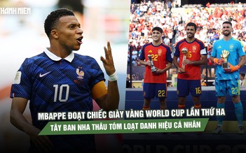 Mbappe đoạt Chiếc giày vàng World Cup lần thứ hai, Tây Ban Nha thâu tóm loạt danh hiệu cá nhân
