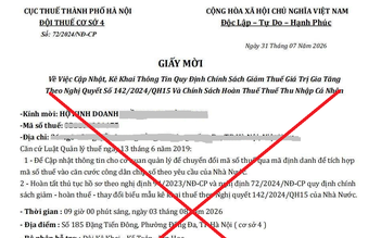 Cảnh báo giả mạo cơ quan thuế lừa đảo hộ kinh doanh