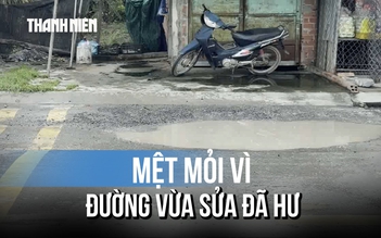 Đồng Tháp: Đường gần 40 tỉ đồng vừa sửa đã xuất hiện ‘ổ gà’, sụt lún
