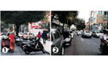 Bãi xe... dưới lòng đường