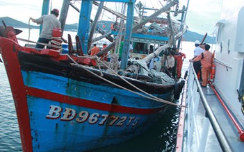 6 thuyền viên gặp nạn trên biển vào bờ an toàn