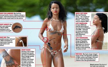 Rihanna diện bikini siêu nhỏ, khoe hình thể nóng bỏng đầy hình xăm