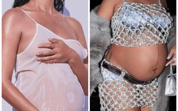 Thời trang hở bạo của bà bầu: Rihanna mặc váy lưới, Shanina Shaik tung ảnh bán nude