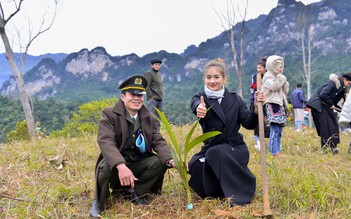 Á khôi Miss Tourism Vietnam trồng cây phủ xanh khu bảo tồn thiên nhiên ở Tuyên Quang