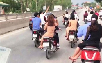 Phạt nguội nhóm thanh niên rước dâu dàn hàng ngang trên QL1A