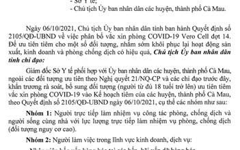 Cà Mau: Bổ sung đối tượng được ưu tiên tiêm vắc xin phòng Covid-19