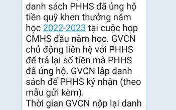 Thu tiền xã hội hóa quỹ khen thưởng: Chỉ đạo giáo viên trả tiền cho phụ huynh