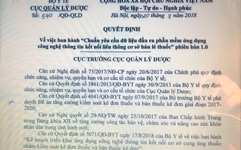 Chuẩn yêu cầu dữ liệu đầu ra phần mềm kết nối liên thông bán lẻ thuốc