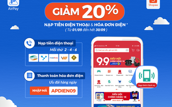Tiết kiệm 20% khi nạp tiền và thanh toán hóa đơn trên Shopee với AirPay