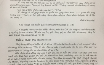 3 anh em sửa xe miễn phí ngày ngập nước vào đề thi môn văn