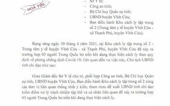 Xử lý trách nhiệm khi để 3 người Trung Quốc bỏ trốn khỏi nơi cách ly