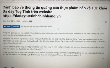 Cảnh báo về thông tin quảng cáo thực phẩm bảo vệ sức khỏe dạ dày