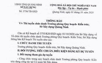 Sở Xây dựng Quảng Ninh thi tuyển trưởng phòng hơn 1 năm vẫn chưa xong