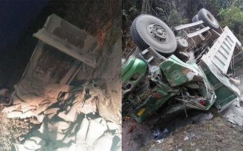 Xe tải mất lái đâm vào vách núi, tài xế tử vong trong ca bin