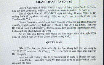 Thu hồi sản phẩm viên đặt Khang Mỹ Đơn