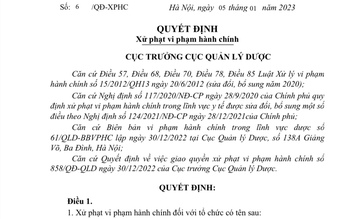 Công ty cổ phần US Pharma USA tại TP.HCM bị phạt 100 triệu đồng