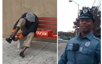 Cảnh sát mua giày cho người vô gia cư
