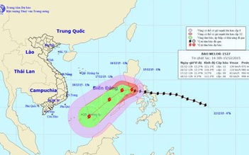Tối nay bão Melor mạnh cấp 12 vào biển Đông